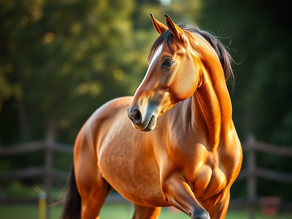 Cavalo de raça sendo avaliado para seleção genética